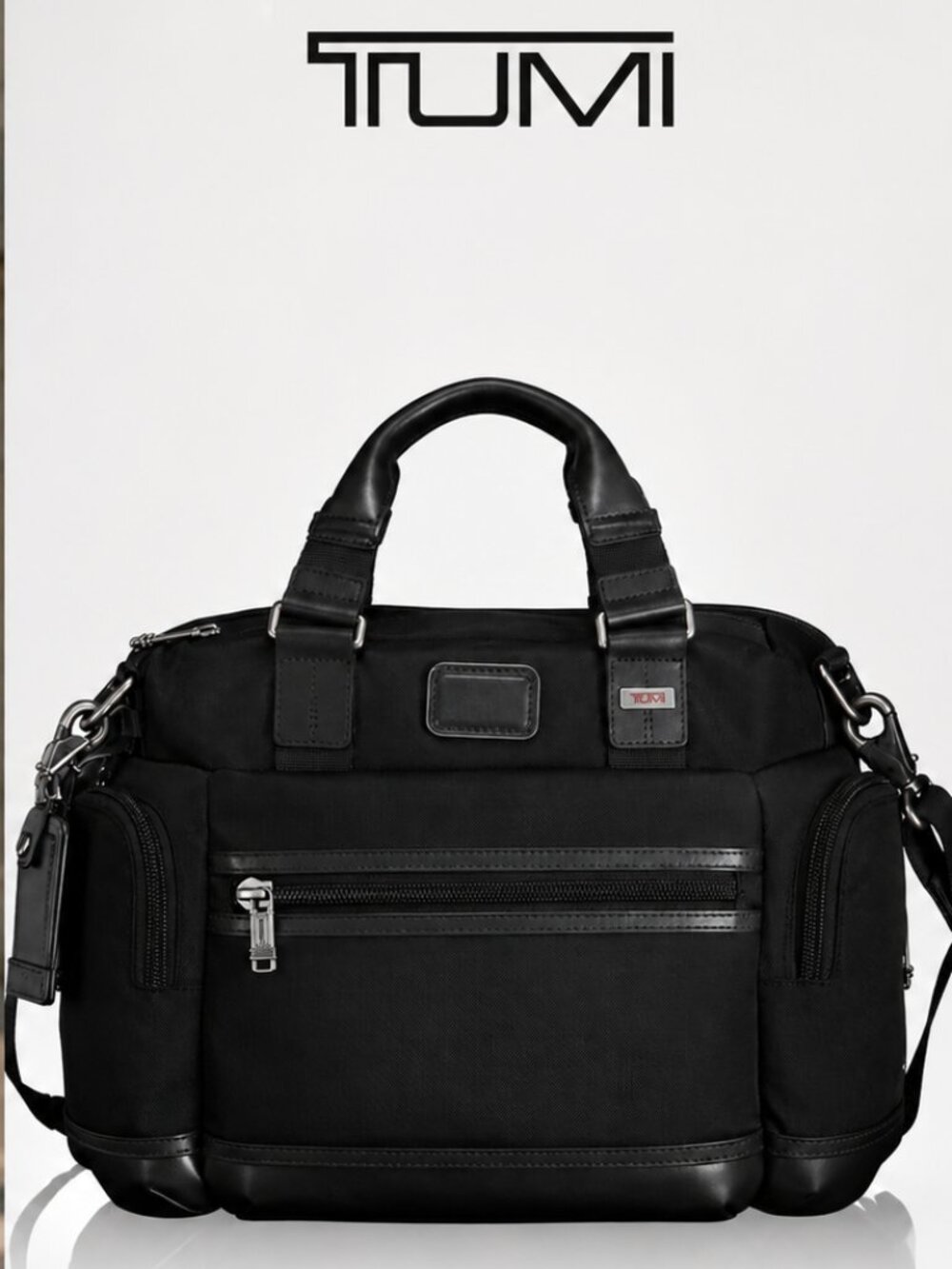 TUMI Black Ballistic Nylon Business Briefcase Laptop Bag Shoulder Strap